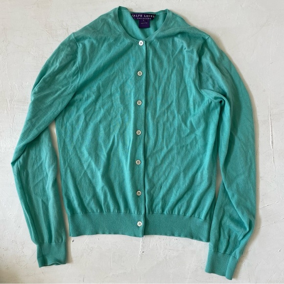 Ralph Lauren Purple Label Sweater Cardigan Green Teal...